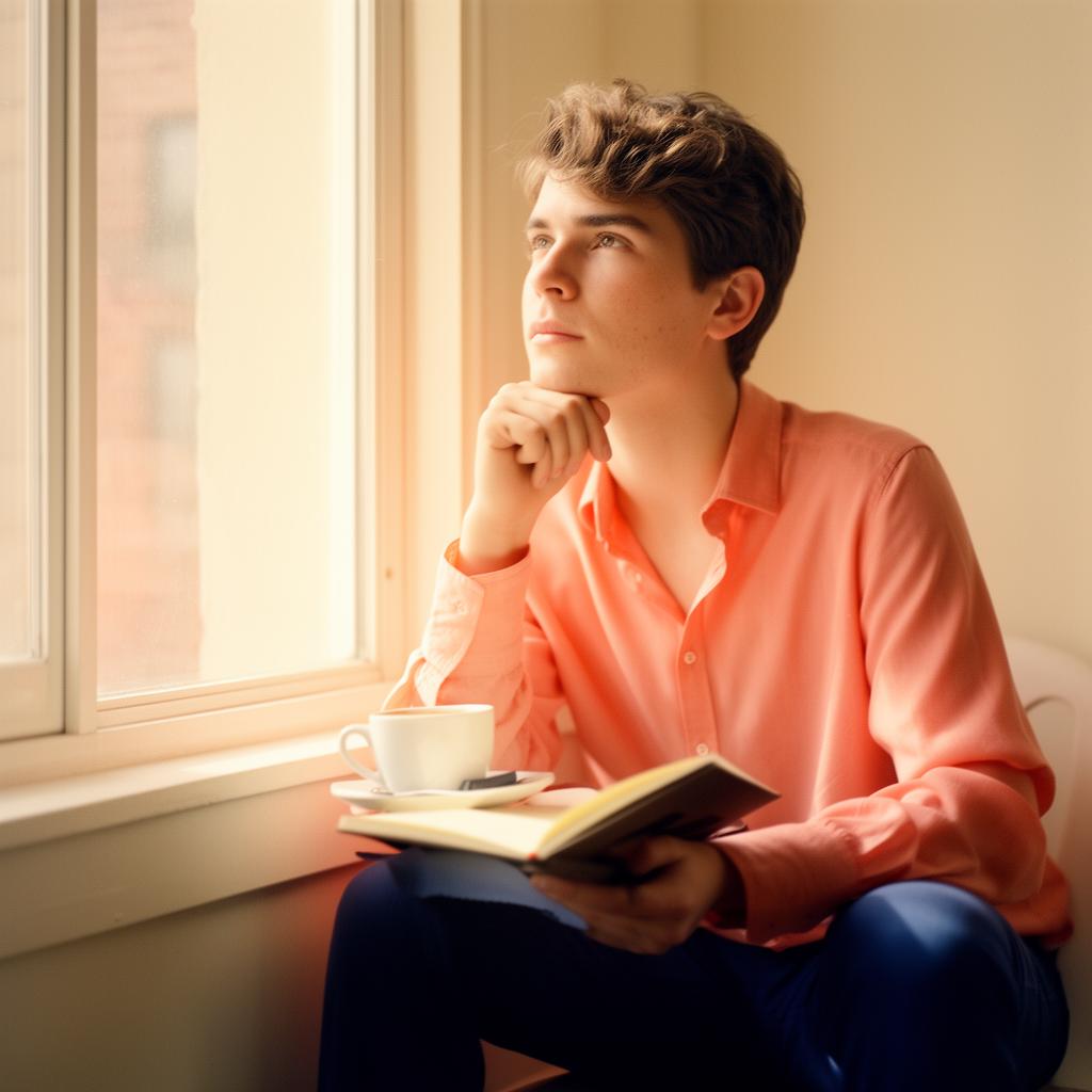 Candidate preparing for a job interview by a sunlit window
